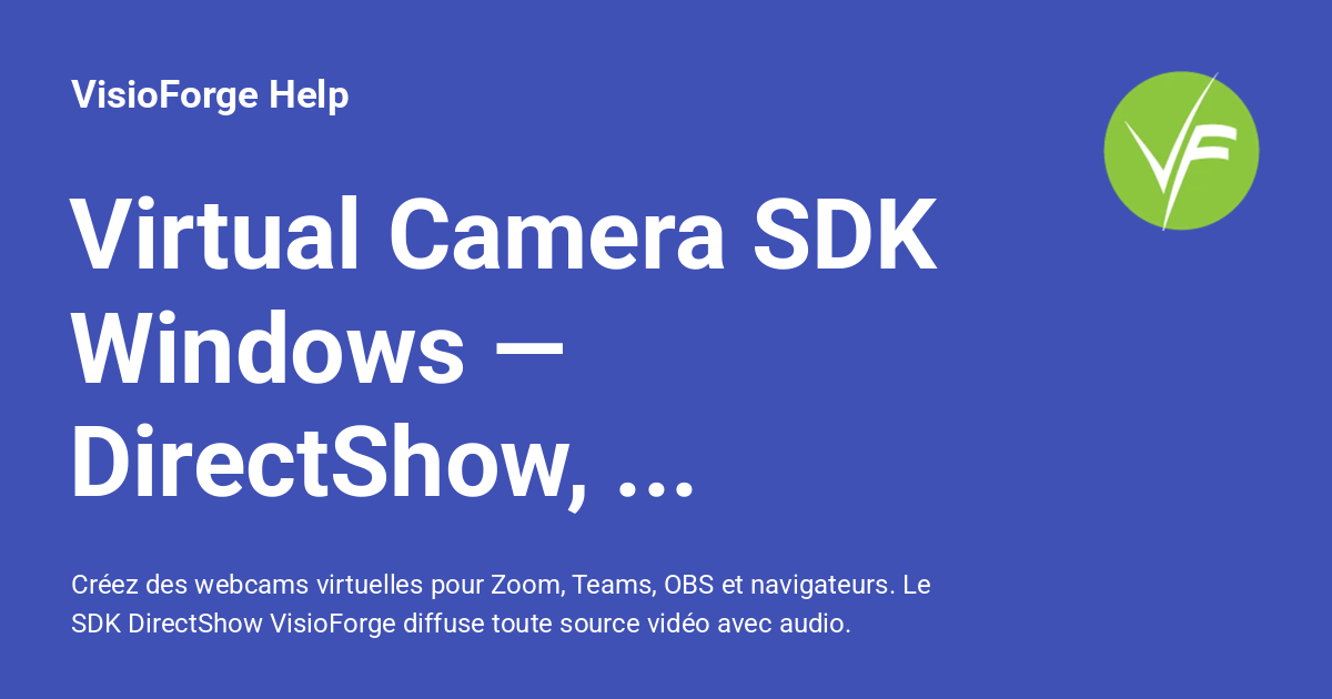 Virtual Camera SDK Windows — DirectShow, Zoom, Teams, OBS - VisioForge Help