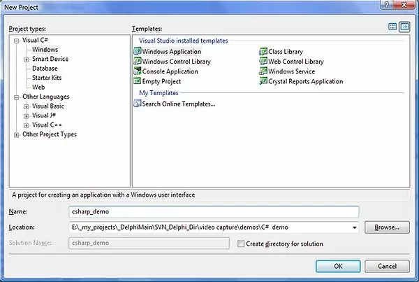 Create New C# WinForms Project