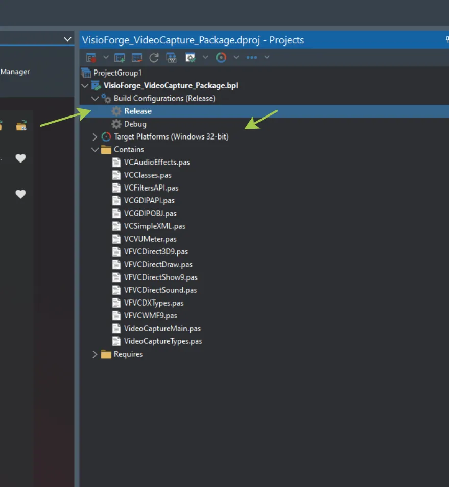 Selecting Release build configuration