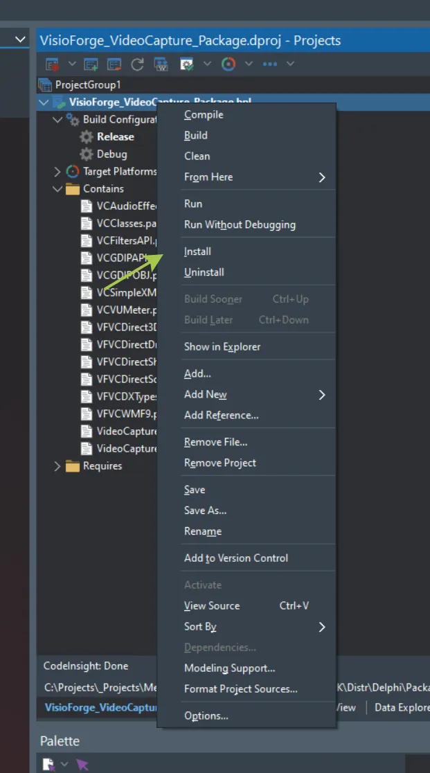 Installing the component package