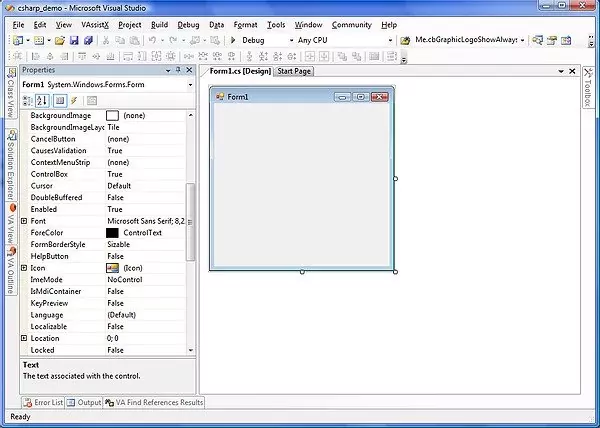 Diseñador WinForms Vacío