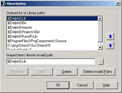 Screenshot showing library path configuration
