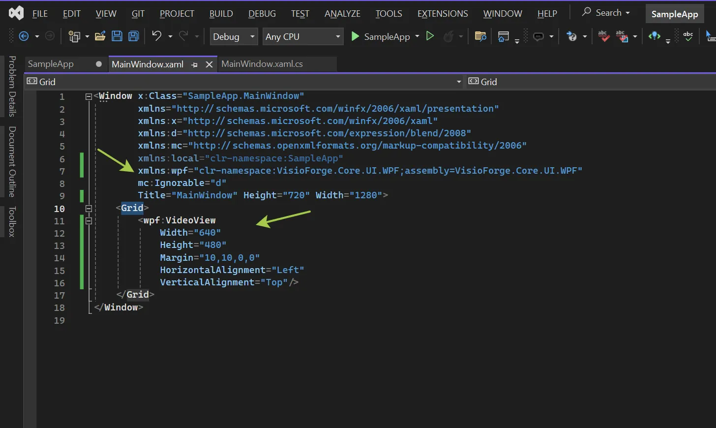 XAML code for adding VideoView