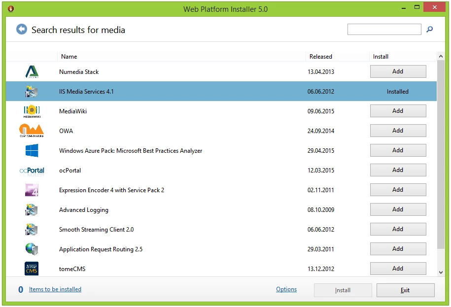 IIS Media Services installation