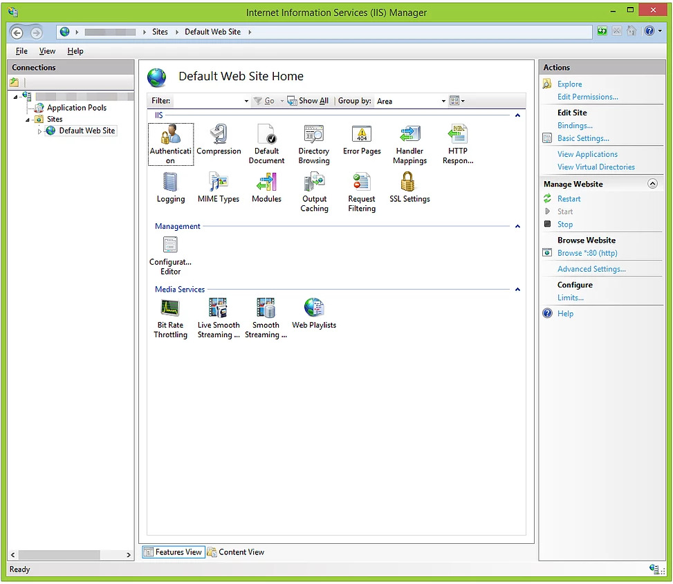 Opening IIS Manager